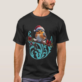 枝の上に座る可愛いクリスマスの鳥 Tシャツ