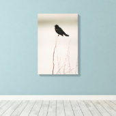 枝の上に止まった赤翼のブラックバード キャンバスプリント (インサイチュ (ウッドフロア))