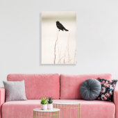 枝の上に止まった赤翼のブラックバード キャンバスプリント (インサイチュ (リビング))