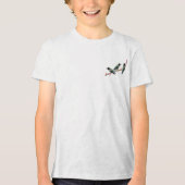 枝の上に止まるハミングバード三羽 トライブレンドＴシャツ (正面)