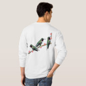 枝の上に止まるハミングバード三羽 Tシャツ (裏面フル)