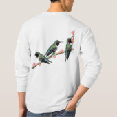 枝の上に止まるハミングバード三羽 Tシャツ (裏面)