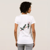 枝の上に止まるハミングバード三羽 Tシャツ (裏面フル)