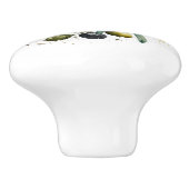 枝の上に水色の黒と緑のオリーブ セラミックノブ (側面)