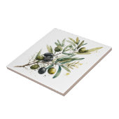 枝の上に水色の黒と緑のオリーブ タイル (側面)