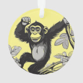 枝の上の可愛いチンパンジー オーナメント (裏面)