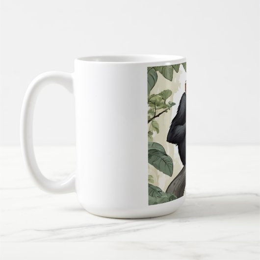 枝の上の可愛いチンパンジー コーヒーマグカップ (左)