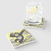 枝の上の可愛いチンパンジー ストーンコースター (横)