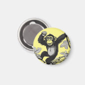 枝の上の可愛いチンパンジー マグネット (正面/裏面)