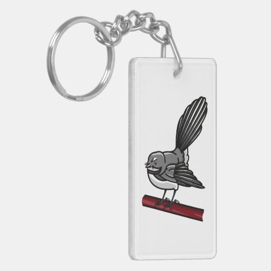 枝の上の可愛い漫画のファンテール キーホルダー (正面左)