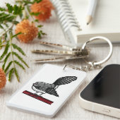 枝の上の可愛い漫画のファンテール キーホルダー (正面右)