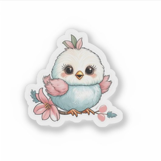 枝の上の小鳥 シール (正面)