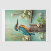枝の上の水色のカワセミ 薄葉紙 (正面)