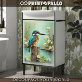 枝の上の水色のカワセミ 薄葉紙