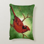 枝の上の赤い男性(鳥)ショウジョウコウカンチョウ アクセントクッション (裏面(縦))