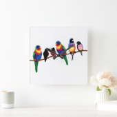 枝の上の鳥 スクエア壁時計 (ホーム)