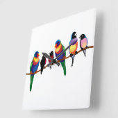 枝の上の鳥 スクエア壁時計 (傾斜)