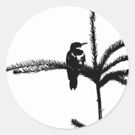 枝の上の鳥 ラウンドシール