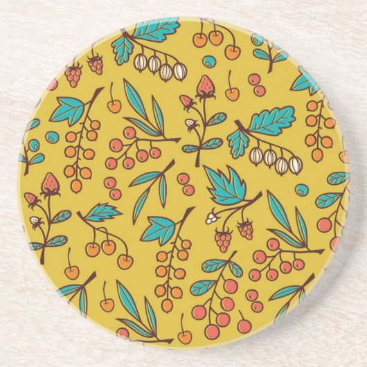 枝の果実、シームレスな自然パターン。 コースター (正面)