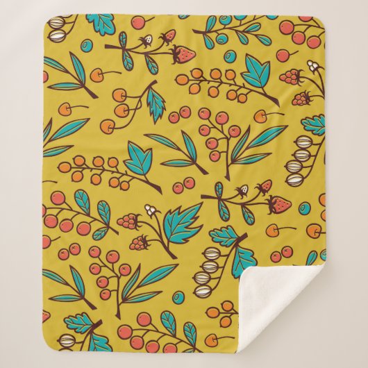 枝の果実、シームレスな自然パターン。 シェルパブランケット (正面)