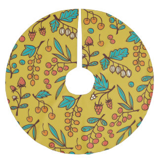 枝の果実、シームレスな自然パターン。 ブラッシュドポリエステルツリースカート