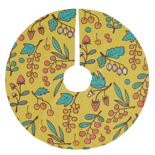 枝の果実、シームレスな自然パターン。 ブラッシュドポリエステルツリースカート (正面)