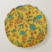 枝の果実、シームレスな自然パターン。 ラウンドクッション (裏面)