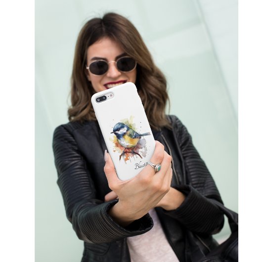 枝の水色に座ったかわいいブルーティット Case-Mate iPhoneケース