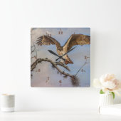 枝の獲物鳥オスプレイ スクエア壁時計 (ホーム)