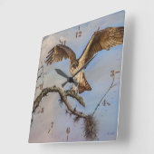 枝の獲物鳥オスプレイ スクエア壁時計 (傾斜)