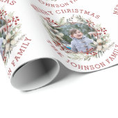 枝の白い花と果実の写真クリスマス ラッピングペーパー (ロールコーナー)