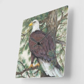 枝の白頭鷲 スクエア壁時計 (傾斜)