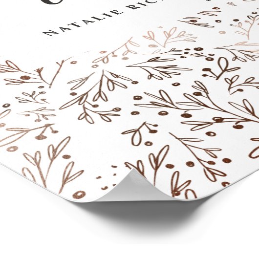 枝の素朴カードとギフト結婚のテーブルの標識 ポスター (角)