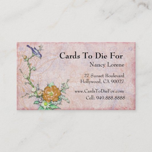 枝の紫色の鳥 名刺 (正面)