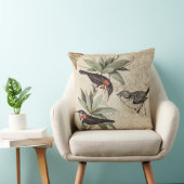 枝の緑の葉を持つ鳥のスケッチ クッション (椅子)