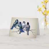 枝の青い鳥 カード (黄色い花)