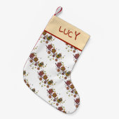 枝の3羽のフクロウ スモールクリスマスストッキング (正面 (吊り時))