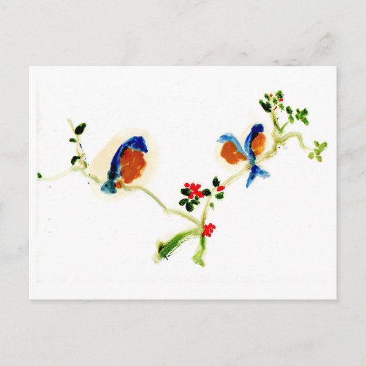 枝はがき上の平和な鳥 ポストカード (正面)