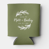 枝はっきりしたモノグラ結婚ム |オリーブグリーン 缶クーラー (正面)