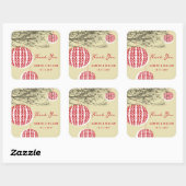 枝ぶら下がったに赤い提灯 スクエアシール (シート)