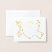 枝を持つイースター鳩 箔カード (封筒付き正面)