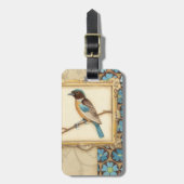 枝を見上げる茶色と青い鳥 ラゲッジタグ (正面縦)