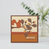 枝アップリケ一見の感謝祭のリス 招待状 (スタンド正面)