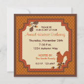 枝アップリケ一見の感謝祭のリス 招待状 (裏面)