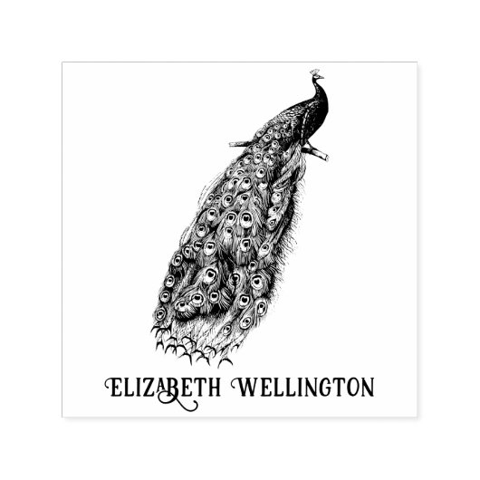 枝エレガント名の孔雀 セルフインキングスタンプ (デザイン)