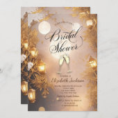 枝エレガント灯素朴ブライダルシャワー 招待状 (正面/裏面)