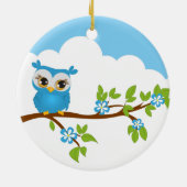 枝オーナメントのかわいいフクロウの男の子 セラミックオーナメント (裏面)