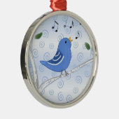 枝オーナメントの歌うかわいいブルーバード メタルオーナメント (右)