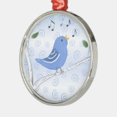 枝オーナメントの歌うかわいいブルーバード メタルオーナメント (左)