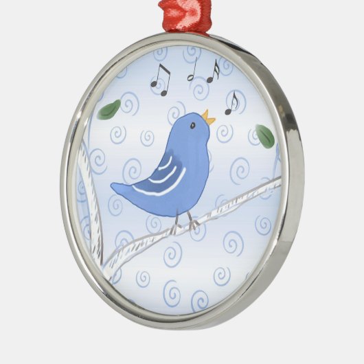 枝オーナメントの歌うかわいいブルーバード メタルオーナメント (左)